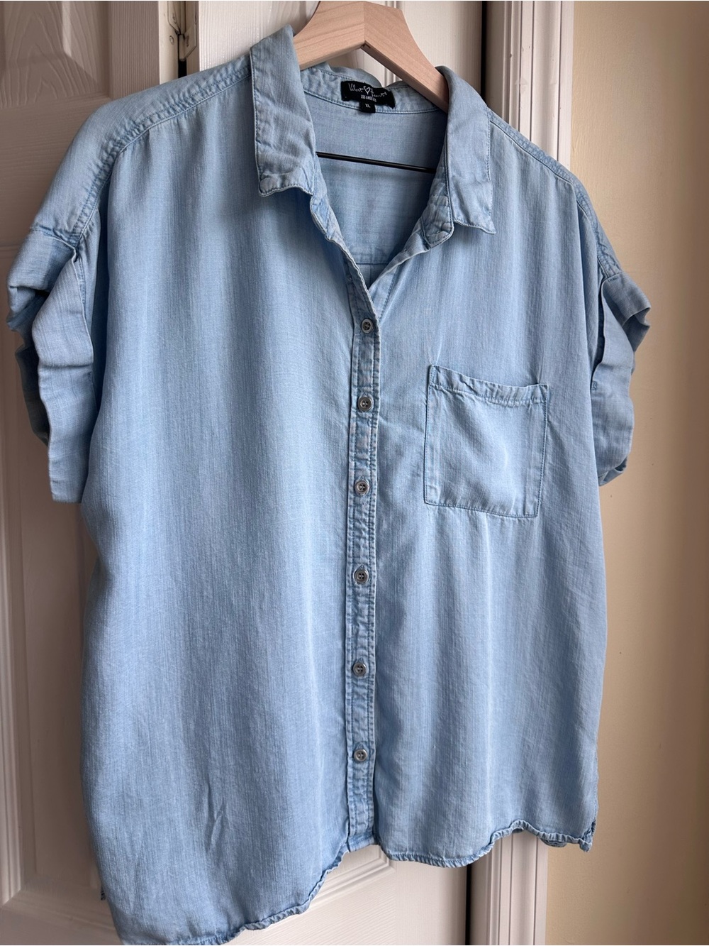 Velvet Heart Light Blue Denim Button-Down Blouse